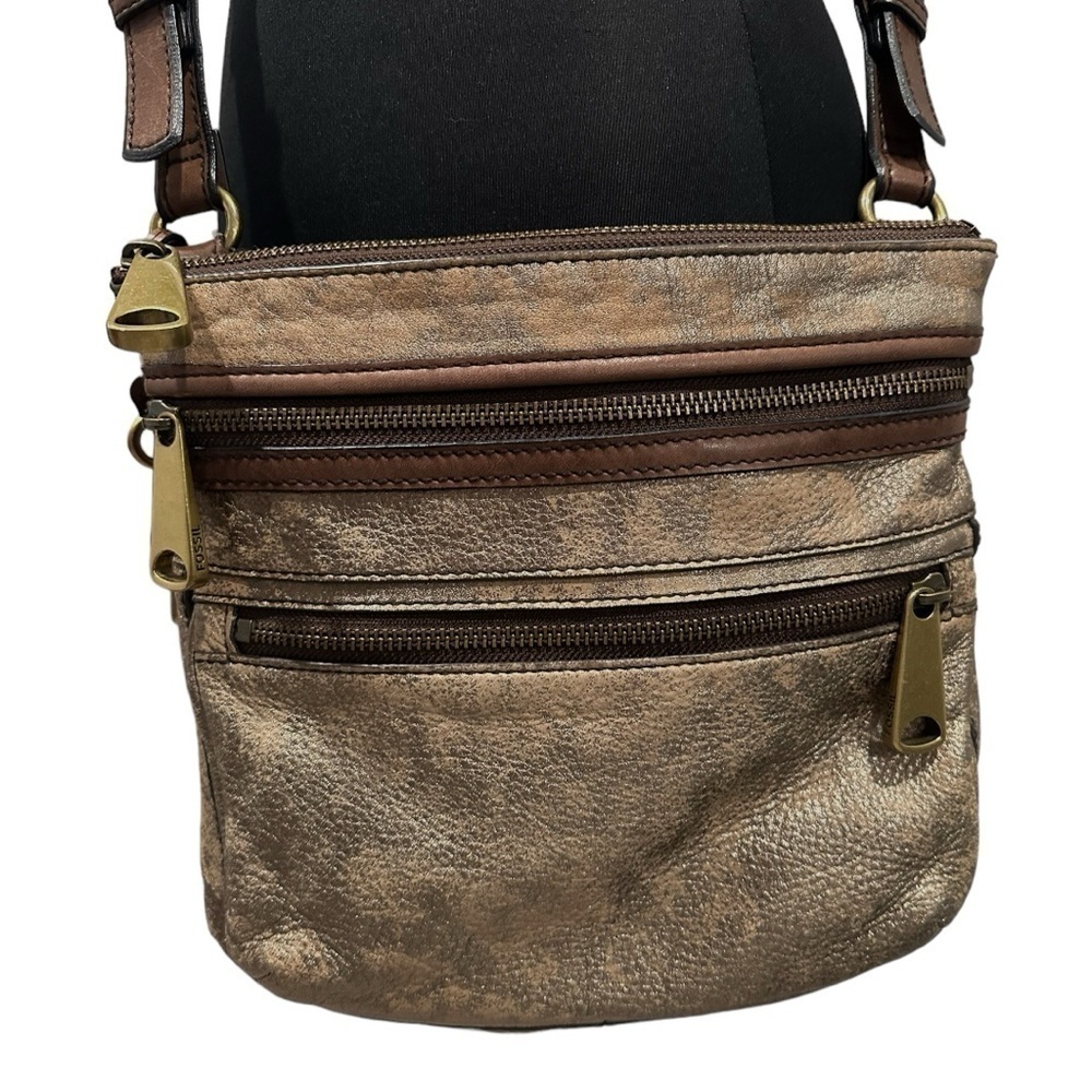 Fossil Explorer Metallic Leather Crossbody Bag - Picture 2 of 13